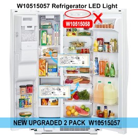New Upgraded W10515057 Refrigerator Freezer LED Light Set, Compatible with Whirlpool Kenmore Maytag, KitchenAid, Repalce WPW10515057 AP6022533 PS11755866, Include Pastic Cover, 2 Pack