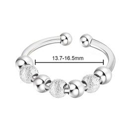 2pcs Silver Anxiety Ring Swivel Ring with Beads Strap Ring Women's Anxiety Ring Women's Swivel Ring Adjustable
