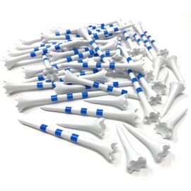 NorthPointe Golf Tees Plastic Combo Length Pack of 50 Includes (40 Count) 3 ¼” Plastic Golf Tees + (10 Count) 1½ Plastic Short Tees for Irons, Hybrids, Par Threes (Three Blue Stripes)