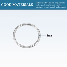 QUARKZMAN Pack of 20 15 mm Metal O Rings x Welded Iron Ring Buckles for Hardware Assortment Webbing Loop Clasp [Silver Tone], silver