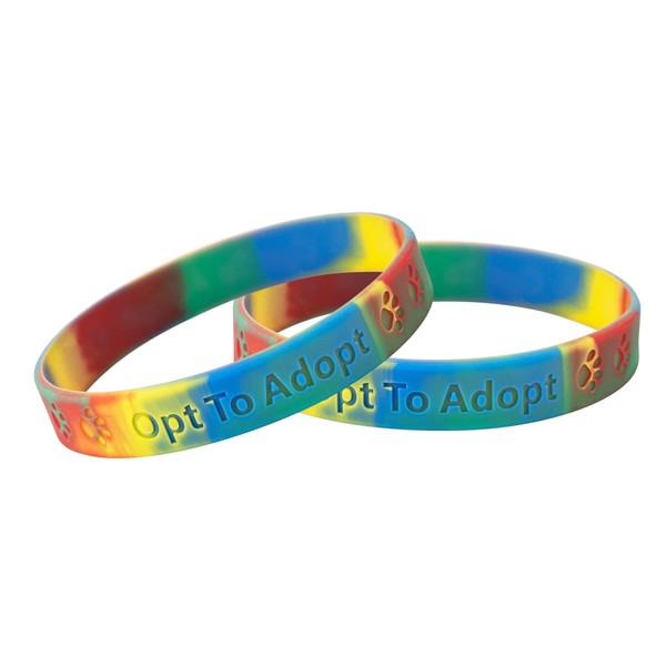Fundraising For A Cause Pet Adoption Rainbow Silicone Bracelets (10 Bracelets)