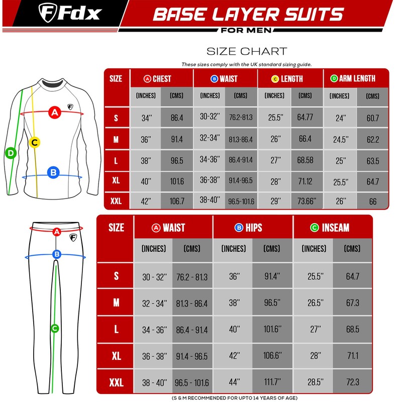 FDX Men’s Thermal Compression Suit, Breathable, Lightweight, Elastic Cool Quick