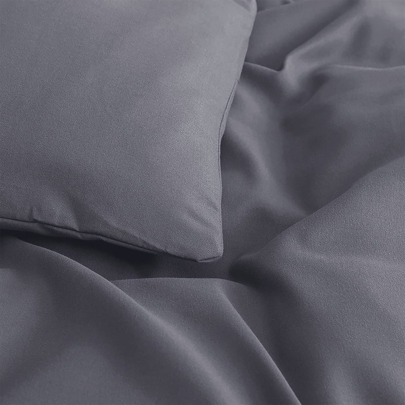 MOONLIGHT20015 Double Duvet Cover - Grey Solid Soft Double Bedding