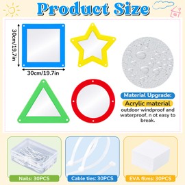 4 Pcs Shatterproof Acrylic Geometry Mirrors for Wall, Large Montessori Mirror, Kids Safe Sensory Wall Decor for Classroom, Toddler Nursery Bedroom, Scandinavian Style