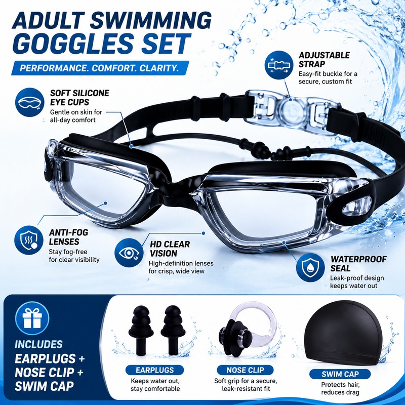 Kids Anti-Fog Swimming Goggles for Pool & Beach – UV-Protection