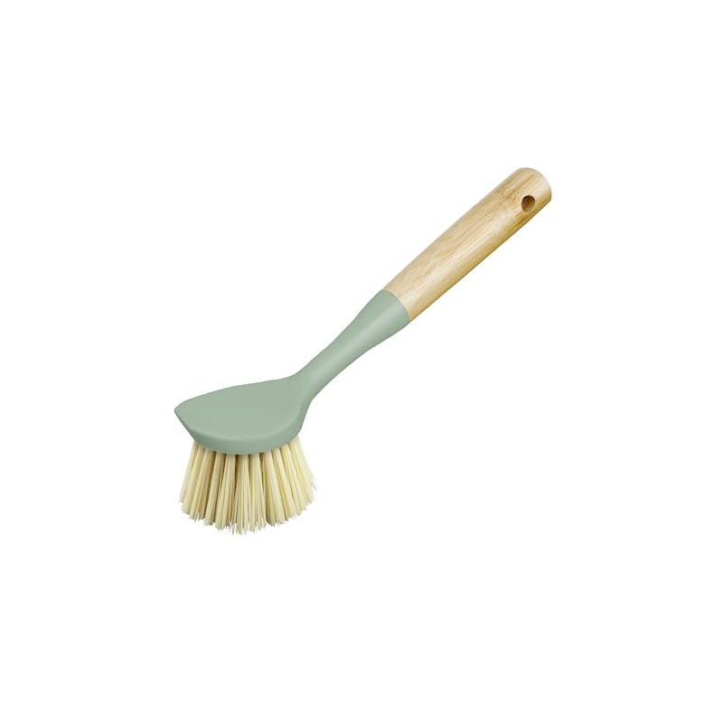OGGI Natural Bamboo Dish Brush - Non-Scratch, Odorless Nylon Bristles,