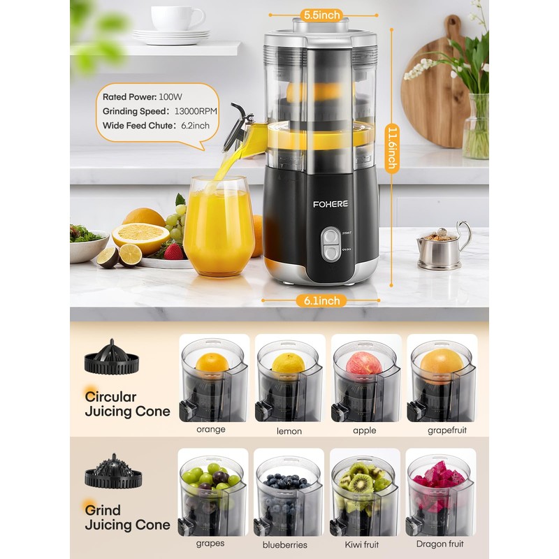 FOHERE Electric Citrus Juicer for Orange and Lemon