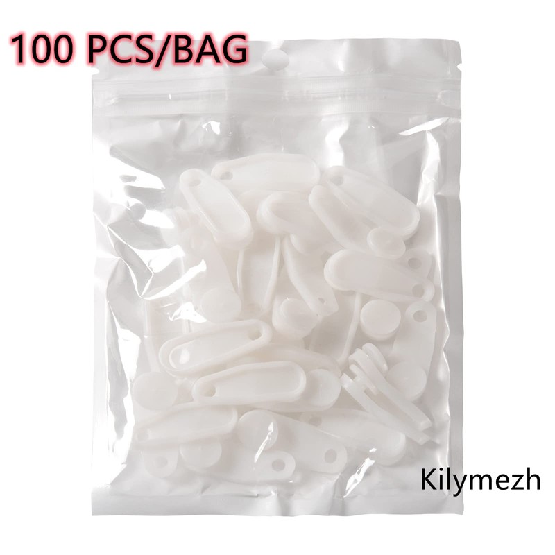 White Traverse Rod Slides Curtain Track Glider Hooks for Curtains(100