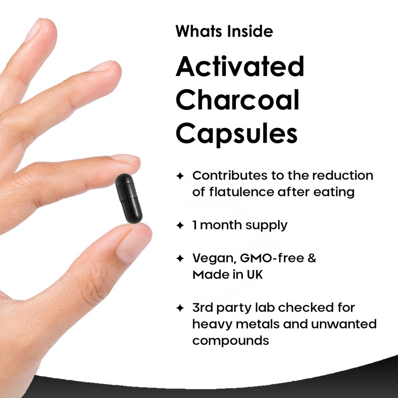Activated Charcoal Capsules - 120 High Strength Activated Charcoal Tablets
