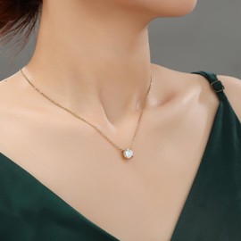 Kylie Yang Round Diamond Necklace, 304 Stainless Steel, 14K Gold-Plated Pendant, Elegant Jewelry for Women, Minimalist Design