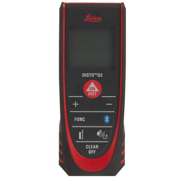 Leica 838725 DISTO D2 New 330ft Laser Distance Measure with Bluetooth 4.0, Black/Red, 1.7 x 1 x 4.6 inches