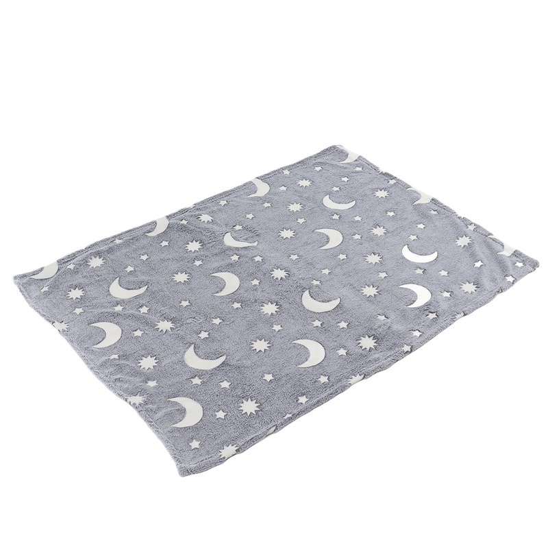 1.5x2m Luminous Blanket Double Side Flannel Star Moon Design Soft