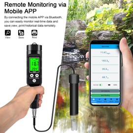 GOYERRNES Dissolved Oxygen Meter with Bluetooth, Dissolved Oxygen Test Kit with Electrode Filling Fluid, Support Data Save, View, Print