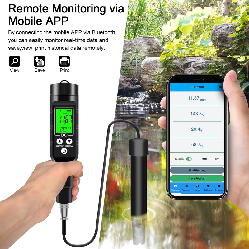 GOYERRNES Dissolved Oxygen Meter with Bluetooth, Dissolved Oxygen Test Kit