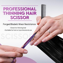 JASON Hairdressing Scissors Professional Hair Cutting Scissors & Thinning Scissors 6.5 Inch Hair Scissors Hairdressing Scissors for Hairdressers / Beginners Purple