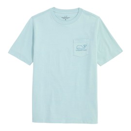 vineyard vines Boys' Vintage Whale Short-Sleeve Pocket Tee, Aqua Haze