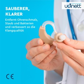 Hörgeräte Reinigungsspray 100ml mit Pinsel Udinett Hygienemittel für Bluetooth-Kopfhörer Otoplastiken Entfernt Schmutz Staub Ohrenschmalz Alkoholfreie Formel Sanfte Lösung Schnelltrocknend