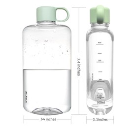 ALLKELR Portable Flat Water Bottle, BPA Free Tritan Plastic Travel Water Bottle for Camping, Fitness, Outdoor Sports, Fits Purse and Pocket (Green, 16.9 oz)