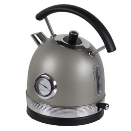 West Bend Electric Kettle Retro-Styled Stainless Steel 1500 Watts with Auto-Shutoff & Boil-Dry Protection, 1.7-Liter, Gray