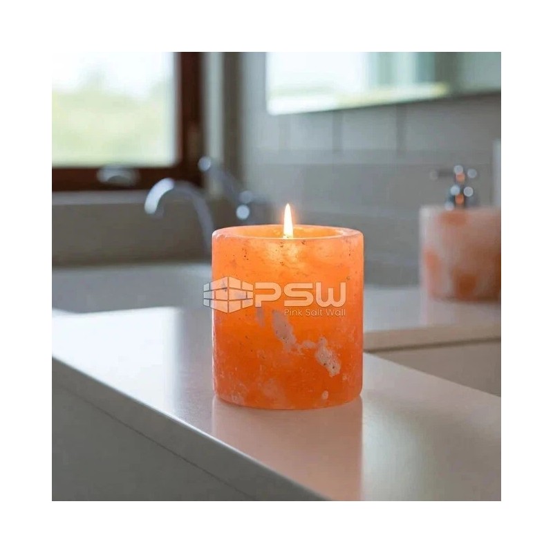 Pink Salt Wall 2 Himalayan Salt Candle Holder Cylinder Shaped