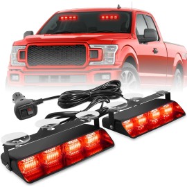 Emergency Dash Strobe Lights Green White Safety Flashing Warning Hazard Windshield Visor Traffic Light Bars TrucksLight Color: Red, Rated Power: 40, Beam Angle: Spot