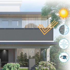 AXT SHADE Balcony Privacy Screen 80x300cm,Privacy Fence Screening in HDPE,Blocks UV and Protects Balcony Privacy,Anthracite