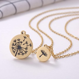 Kvekstio Mother Daughter Jewelry, Set of 2 Big and Small Dandelion Charm Necklace Gift, Mommy and Me Gifts Relationship Gold Dandelion Necklace Set Gift for Birthday, Mother's Day, Christmas