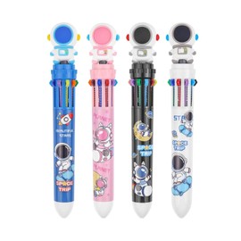 Lyfengdeam 4PCS 10-in-1 Multicolored Retractable Ballpoint Pens for Kids Party Bag Fillers, Fun Cute Cartoon Multi Color Ballpoint Pen Bulk for Classroom School Supplies Party Favors Girls Boys Gifts