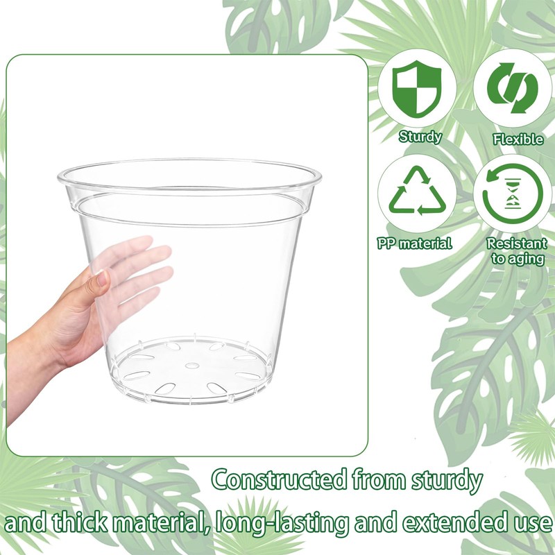 PEDOBALI 12 Pcs 8/10/12 Inch Large Size Clear Nursery Pots