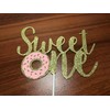 Decoración para tarta con diseño de rosquilla dorada con purpurina