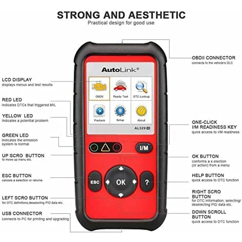 Autel AutoLink AL529HD OBD2 Scanner with Screen Wiper 2025 Heavy