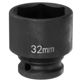 sourcing map 6 Point Impact Socket 32mm Metric Socket 1/2" Square Drive 1.8" (45mm) Long Phosphated Cr-Mo Steel Spindle Axle Hex Nut Sockets, Black