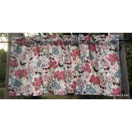 "Handmade" Butterfly Floral Garden Burgundy Pink Blush Flowers Handcrafted Valance t3/12
