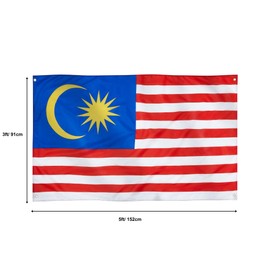Runesol Malaysia Flag, 91x152cm, 3ft x 5ft, 4 Grommets, Eyelet In Every Corner, Malaysian Flag, Stripes of Glory Flag, Federation of Malaya Flag, Premium, Federal Terriotory Day