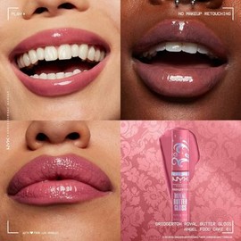 Nyx Professional Makeup, Bridgerton brillo labial, Tono: Angel Food Cake (rosa). Brillo labial. Fórmula vegana.