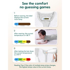 BABELIO Baby Swaddle Temp-Sensing Detachable Zip Sleeves Transitional Arms Up Swaddles 0-3 Months Soft Newborn Sleep Sack Light Gray