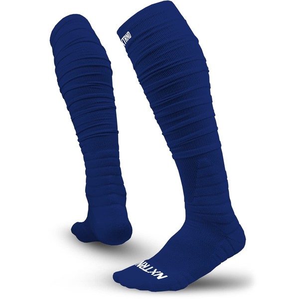 Nxtrnd XTD - Calcetines deportivos acolchados extra largos para hombres y niños, Azul marino, Large