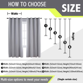 Anytime Home Curtains Blackout and Sheer Layered Solid Window Curtain Panel Pair with Grommet Top, 52Wx63L,Greyish White