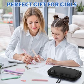 Daerthotk Big Capacity Pen Case Large Storage Pen Pouch Aesthetic, Office Pen Box Marker Case Simple Sturdy Multifunctional Bag Organizer for Man Women(Black)