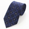 GUSLESON Music Ties for Men Plaid Silk Ties Navy Blue
