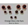 celloexpress 10mm GLASS LIKE Orange Eyes with Plastic Backs -