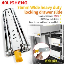AOLISHENG 76mm Heavy Duty Industrial Locking Drawer Slides for RV Steps and Cabinet Storagesize: 30 inch, color: White