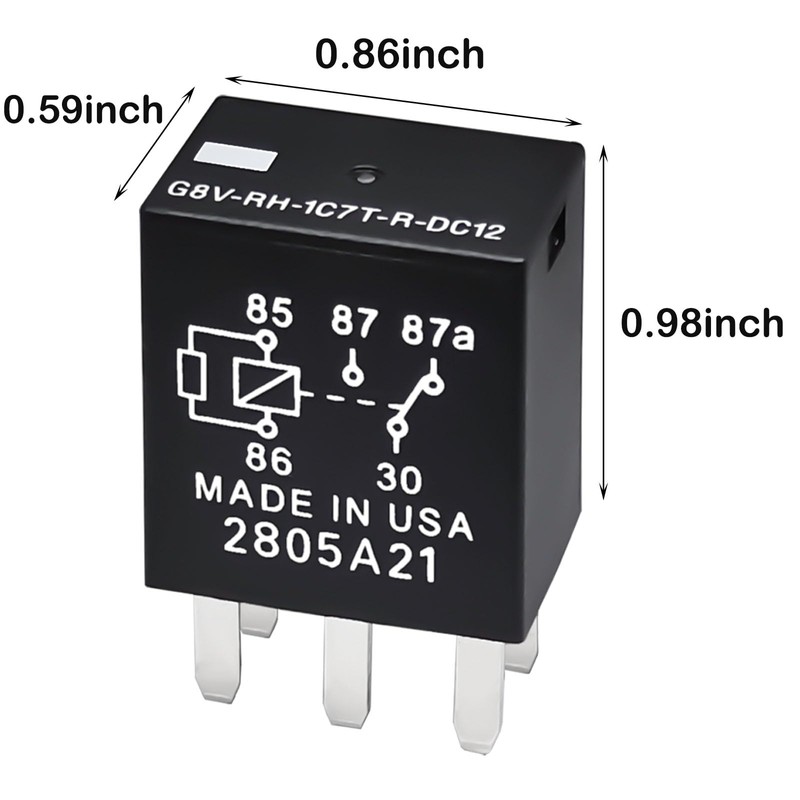 Relay G8V-RH-1C7T-R-DC12 (Set of 2) 12VDC 20A 5 Pins High-Performance