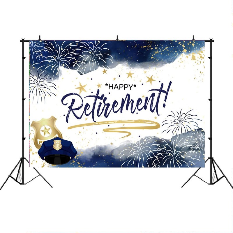 Lofaris Happy Retirement Backdrop - Police Retirement Party Decorations Flag,