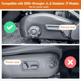 Hooke Road Front Door Pocket Storage Mesh Cargo Net for 2018-2025 Jeep Wrangler JL & 2020-2025 Gladiator JT Accessories (Manual Seat Only), 2 PCS Door Side Insert Organizer Alimunim Base