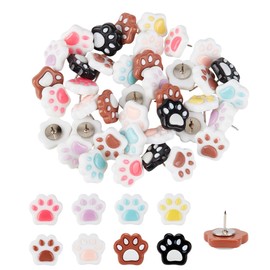 DELORIGIN 40Pcs Paw Print Push Pins Decorative Resin Paw Print Thumbtacks 8 Colors Fun Cartoon Thumb Tacks Cute Push Pins for Photo Wall Map Cork Board Bulletin Board Home Office Decorations
