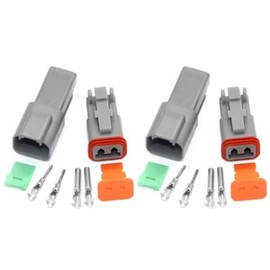 2pc 2 Pin Fits Deutsch Dt Series Multi Plug Waterproof Connector Kit