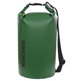 MARCHWAY Floating Waterproof Dry Bag Backpack 5L/10L/20L/30L/40L, Roll Top Sack Keeps Gear Dry for Kayaking, Rafting, Boating, Swimming, Camping, Hiking, Beach, Fishing (Dark Green, 5L)