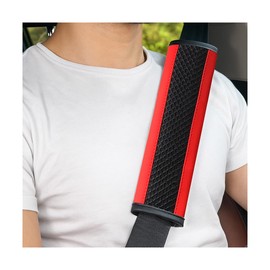 TNAIYH Car Seat Belt Cover, 2PCS Breathable Soft Mesh Vehicle Seatbelt Strap Shoulder Cushion, Comfortable Automotive Interior Neck Protection Harness Pad Mat, Universal for Truck SUV Sedan (Red)