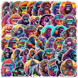Orangutan Stickers 50Pcs Cute Colorful Animals Sticker for Water Bottle Laptop Skateboard Luggage Suitcase Phone Bumper Bike Car,Waterproof Funny Cartoon Decals for Kids Teens Adults